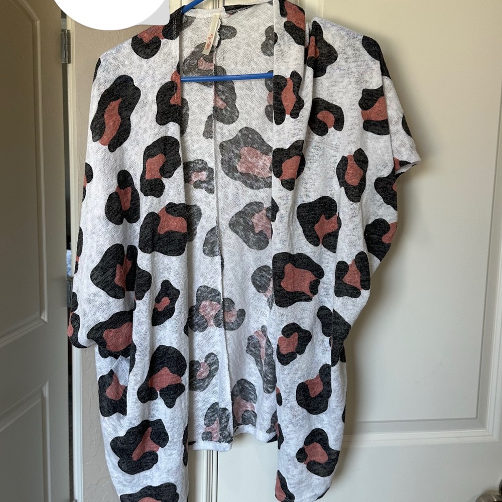 My Story Leopard Print Cardigan - Black, Pink, White